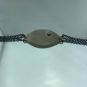 Silver ID Bracelet with Diamond