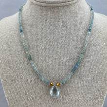 Load image into Gallery viewer, Aquamarine Beaded Necklace with Gold