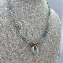 Load image into Gallery viewer, Aquamarine Beaded Necklace with Gold
