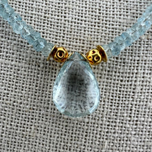Load image into Gallery viewer, Aquamarine Beaded Necklace with Gold