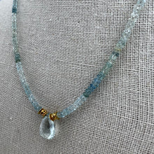 Load image into Gallery viewer, Aquamarine Beaded Necklace with Gold