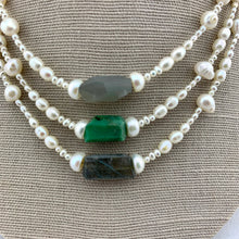 Load image into Gallery viewer, Pearl Strand Necklace with Precious Gemstone
