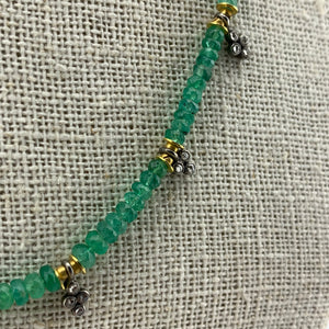 Emerald Necklace with Trifoil and Quadrafoil Diamond Pendants