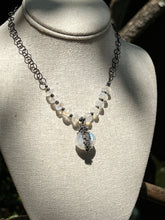 Load image into Gallery viewer, Moonstone, Labradorite, and Pyrite Necklace
