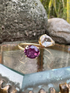 18K Gold Ring with Diamond and Pink Tourmaline