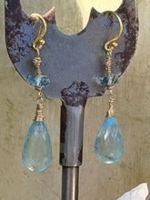 Load image into Gallery viewer, Aquamarine Teardrop Earrings in 18K Gold
