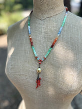 Load image into Gallery viewer, Multicolored Opal &amp; Vintage Coral Necklace with South Sea Pearl Pendant
