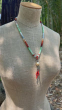 Load and play video in Gallery viewer, Multicolored Opal &amp; Vintage Coral Necklace with South Sea Pearl Pendant
