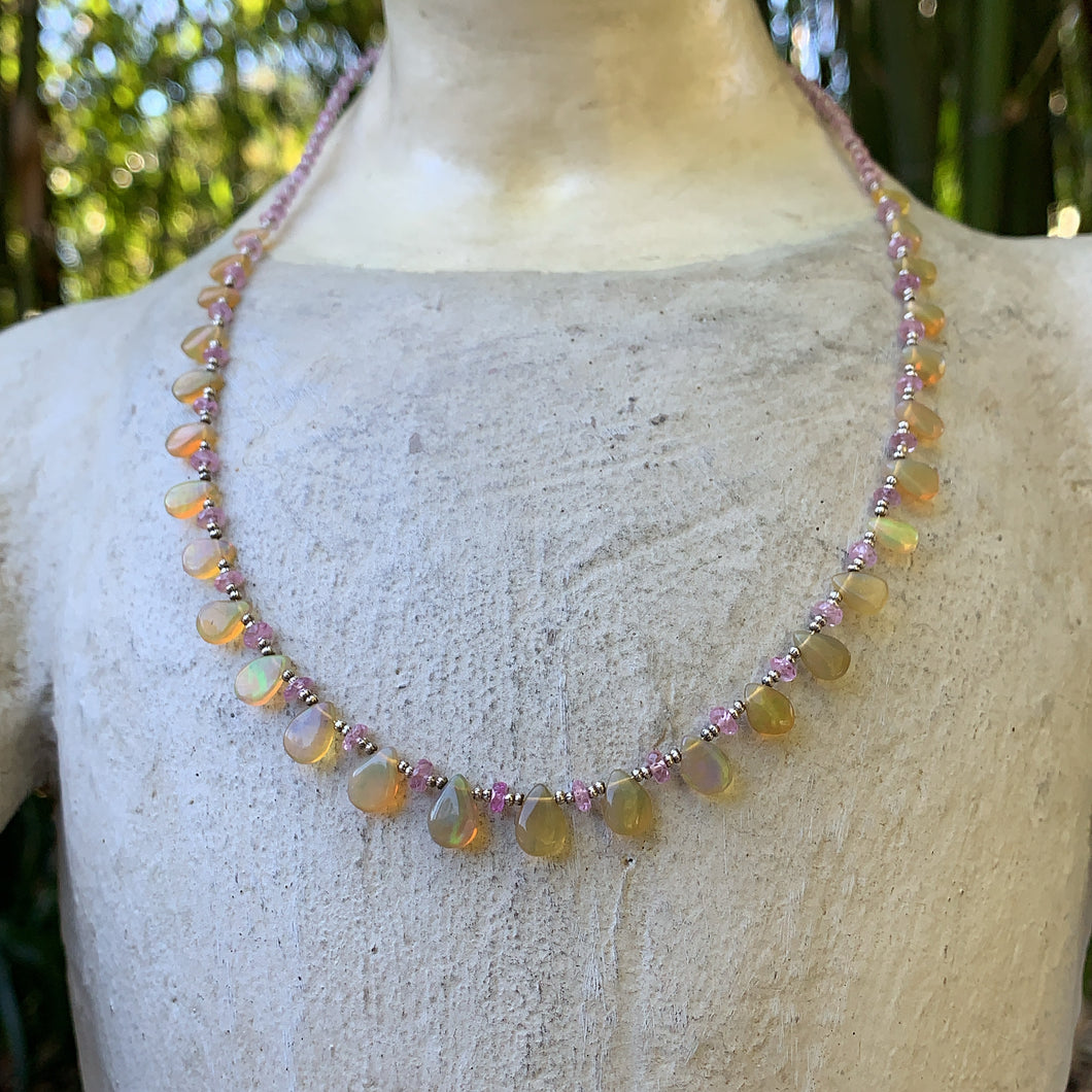 Ethiopian Opal and Pink Tourmaline Necklace