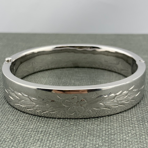 Engraved Silver Cuff