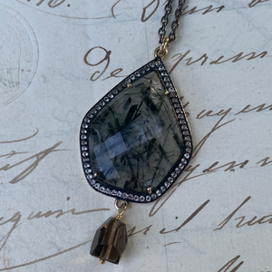 Oxidized Sterling Silver with Tourmalated Quartz