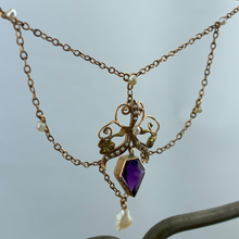 Load image into Gallery viewer, Amethyst and Pearl Victorian Festoon Necklace
