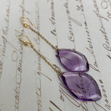 Load image into Gallery viewer, Gold and Amethyst Drop Earrings
