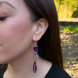 Rose Gold Amethyst and Spinel Drop Earrings