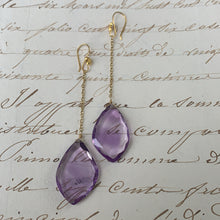 Load image into Gallery viewer, Gold and Amethyst Drop Earrings
