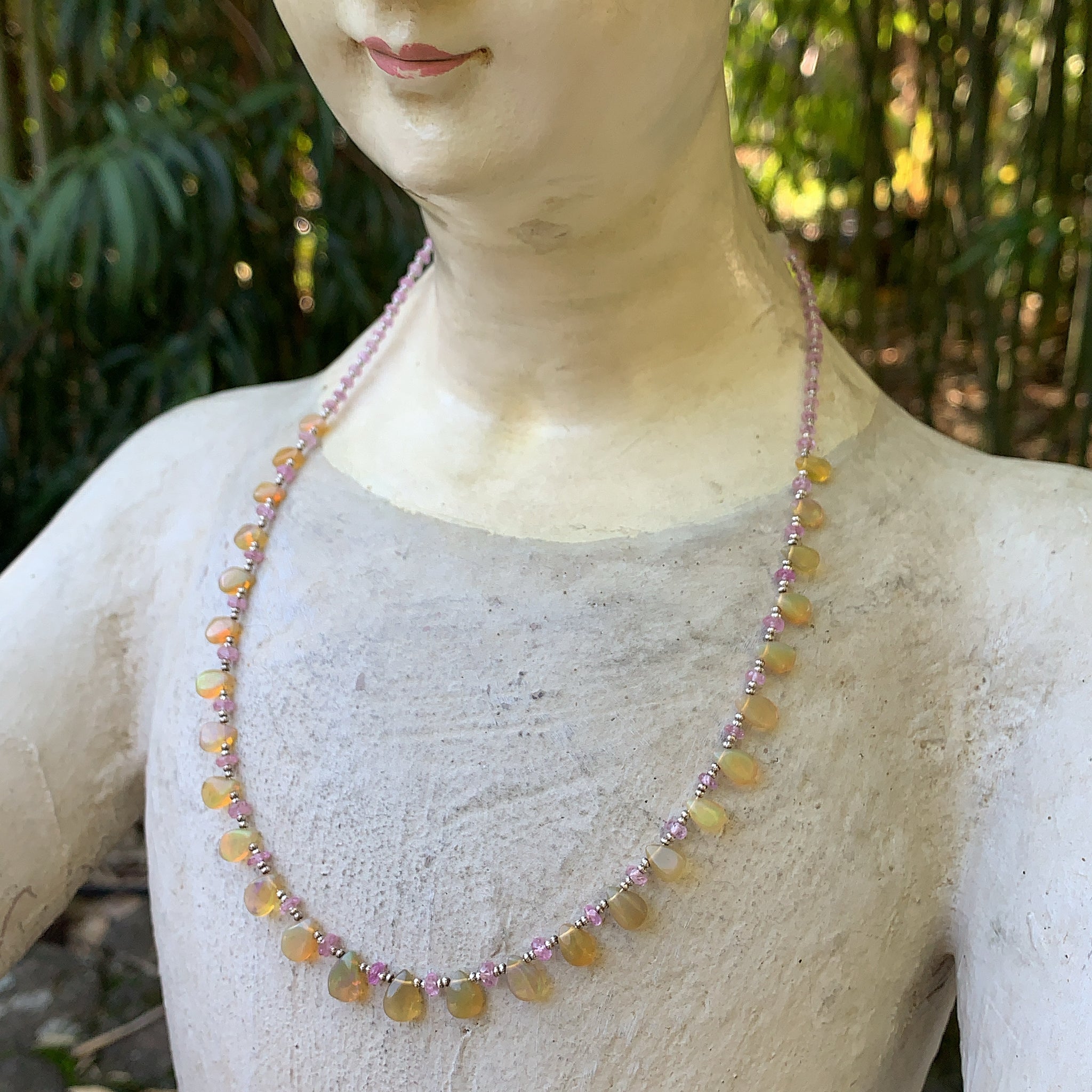 14K Yellow Gold Pink Tourmaline, Pink Opal and Turquoise Horseshoe Nec –  Sig Ward Jewelry