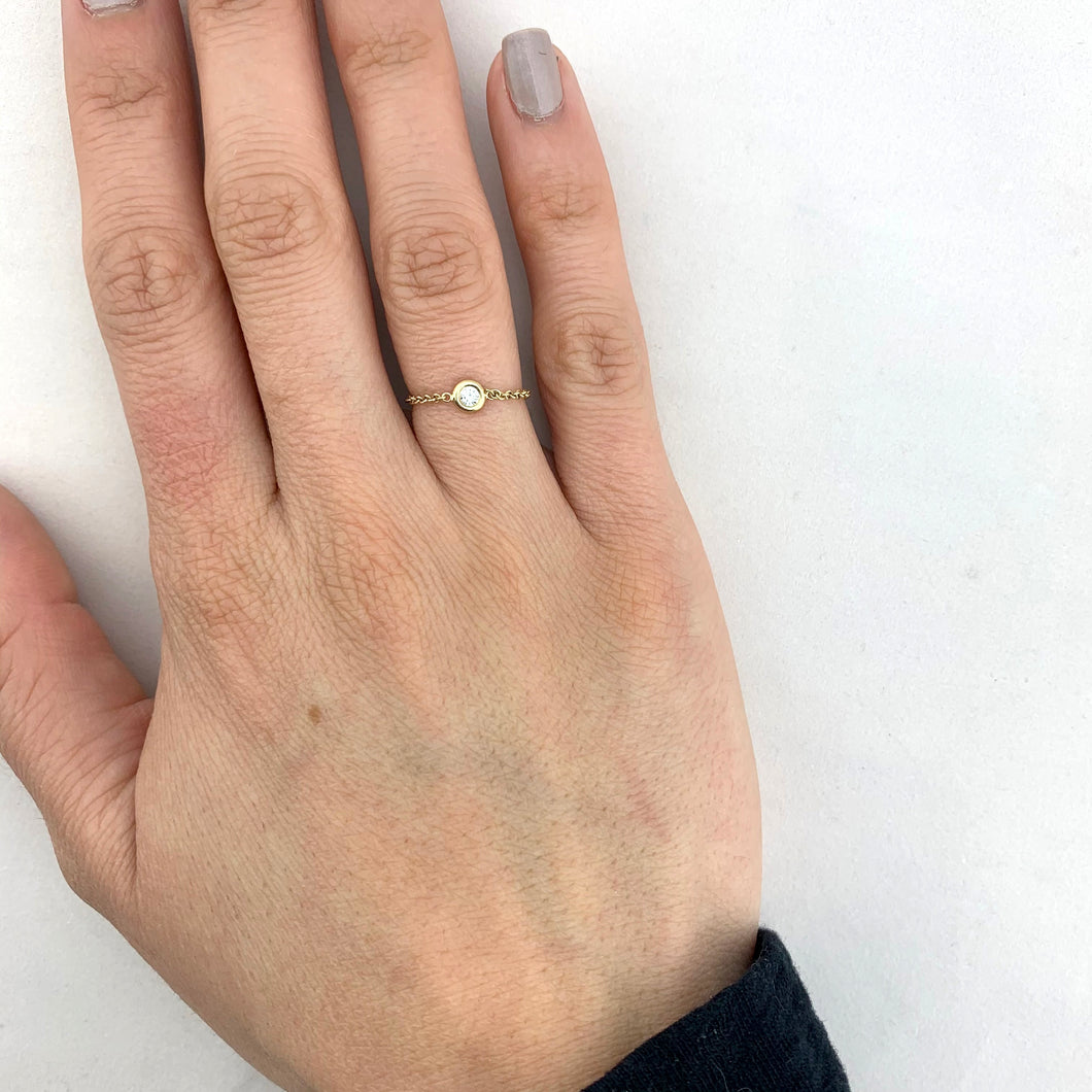 14k Bezel Set Diamond Ring