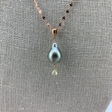 Load image into Gallery viewer, Pistachio Pearl and Diamond Necklace on 14k Rose Gold Chain
