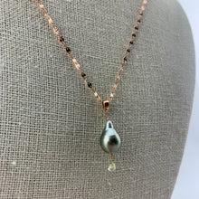 Load image into Gallery viewer, Pistachio Pearl and Diamond Necklace on 14k Rose Gold Chain
