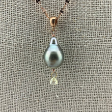 Load image into Gallery viewer, Pistachio Pearl and Diamond Necklace on 14k Rose Gold Chain

