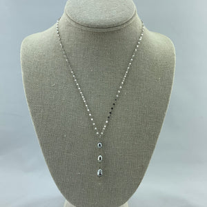 3 Pearl and Diamond Necklace on 14k White Gold Chain