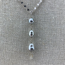 Load image into Gallery viewer, 3 Pearl and Diamond Necklace on 14k White Gold Chain
