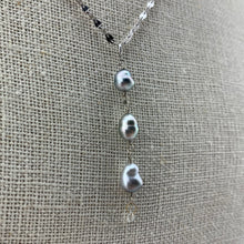 Load image into Gallery viewer, 3 Pearl and Diamond Necklace on 14k White Gold Chain
