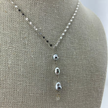 Load image into Gallery viewer, 3 Pearl and Diamond Necklace on 14k White Gold Chain
