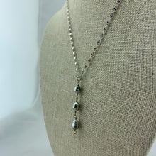 Load image into Gallery viewer, 3 Pearl and Diamond Necklace on 14k White Gold Chain

