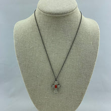 Load image into Gallery viewer, Pearl Cross Necklace with Center Coral
