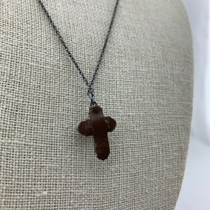 Pearl Cross Necklace with Center Coral
