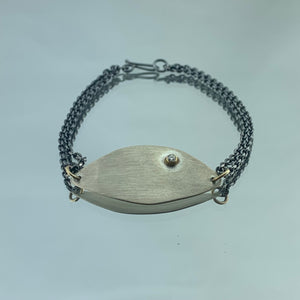 Silver ID Bracelet with Diamond