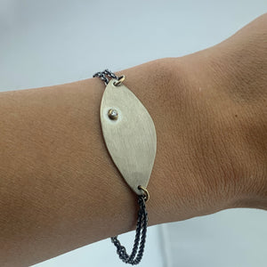 Silver ID Bracelet with Diamond