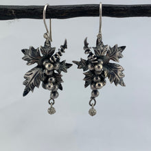 Load image into Gallery viewer, Hand Carved Silver and Diamond Earrings

