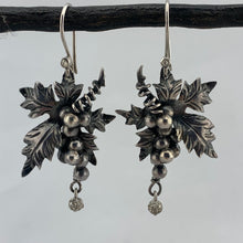 Load image into Gallery viewer, Hand Carved Silver and Diamond Earrings
