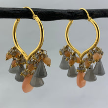 Load image into Gallery viewer, Moonstones, Labradorite and Gold Earrings
