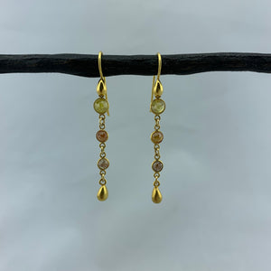 Gold and Colorful Diamond Earrings