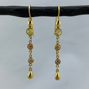Gold and Colorful Diamond Earrings