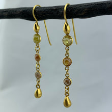 Load image into Gallery viewer, Gold and Colorful Diamond Earrings
