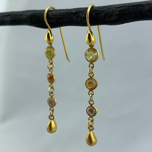 Gold and Colorful Diamond Earrings
