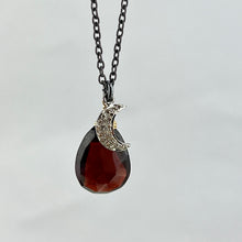 Load image into Gallery viewer, Garnet Drop and Diamond Moon Necklace
