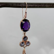 Load image into Gallery viewer, Rose Gold Amethyst and Spinel Drop Earrings
