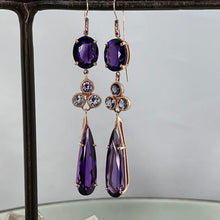 Load image into Gallery viewer, Rose Gold Amethyst and Spinel Drop Earrings
