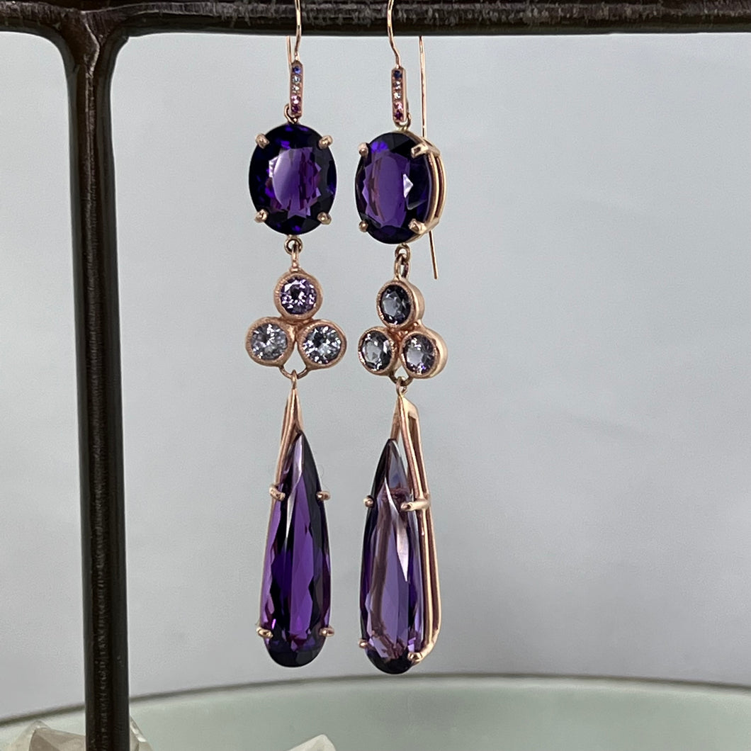 Rose Gold Amethyst and Spinel Drop Earrings Studio Collections Jewelry