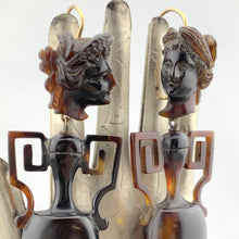 Load image into Gallery viewer, Antique Amphora and Cameo Tortoise Shell Earrings
