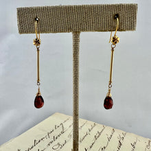 Load image into Gallery viewer, Garnet and Gold Drop Earrings
