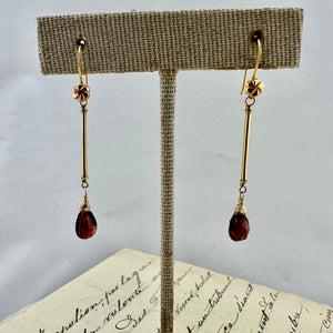 Garnet and Gold Drop Earrings