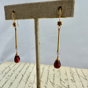 Garnet and Gold Drop Earrings
