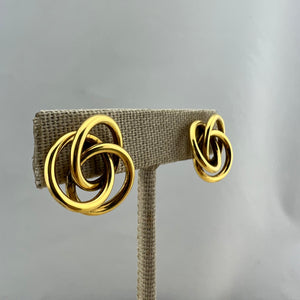 Gold Triple Circle Vintage Earrings