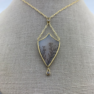 18k Dendritic Agate Shield Necklace